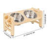 Wooden Raised Dog Bowl Stand with Steel Bowls