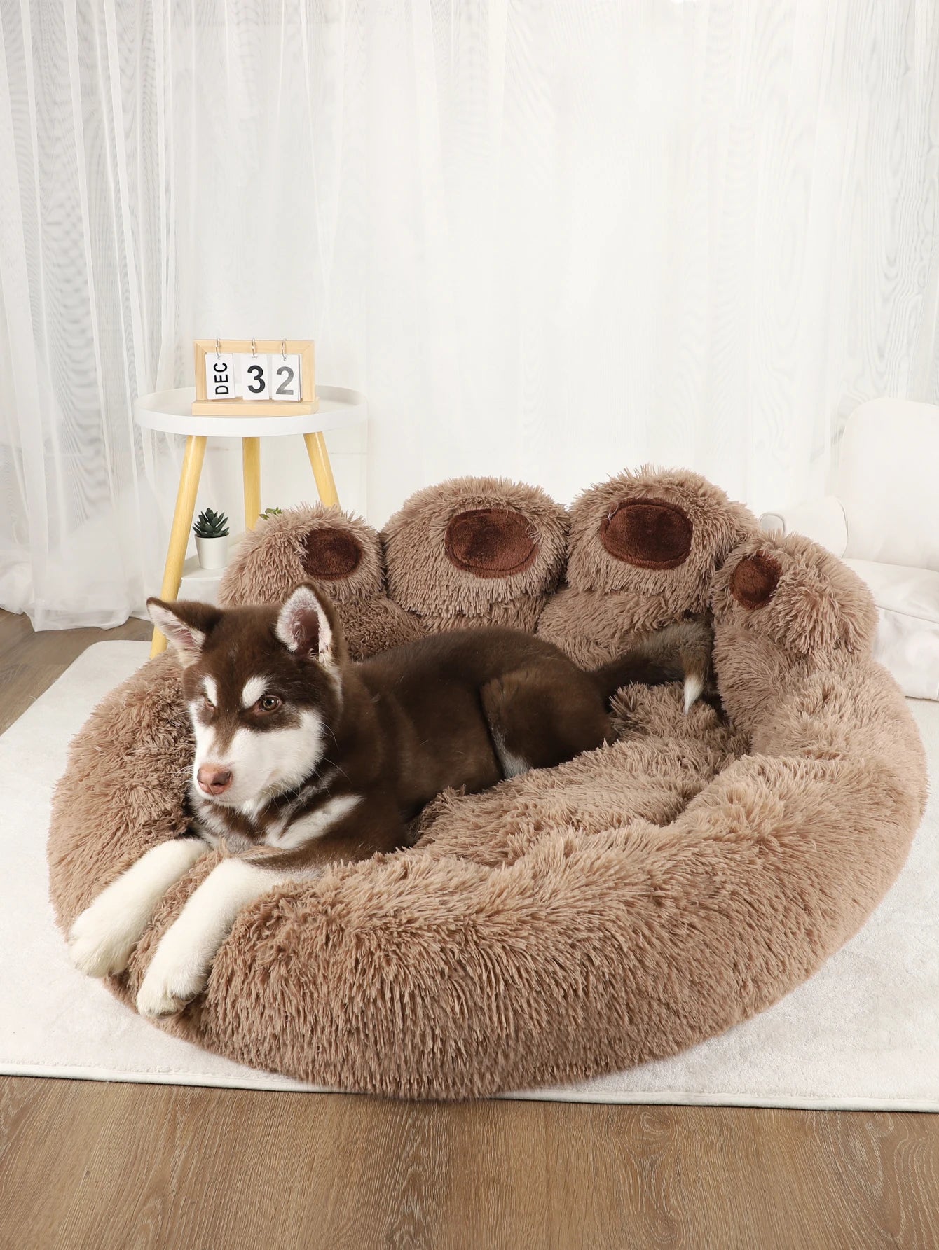Plush Round Dog Bed – Warm Sofa Basket for Small to Large Dogs