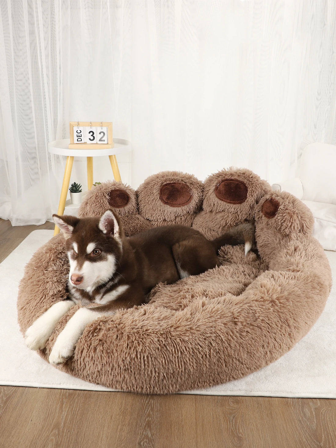 Plush Round Dog Bed – Warm Sofa Basket for Small to Large Dogs