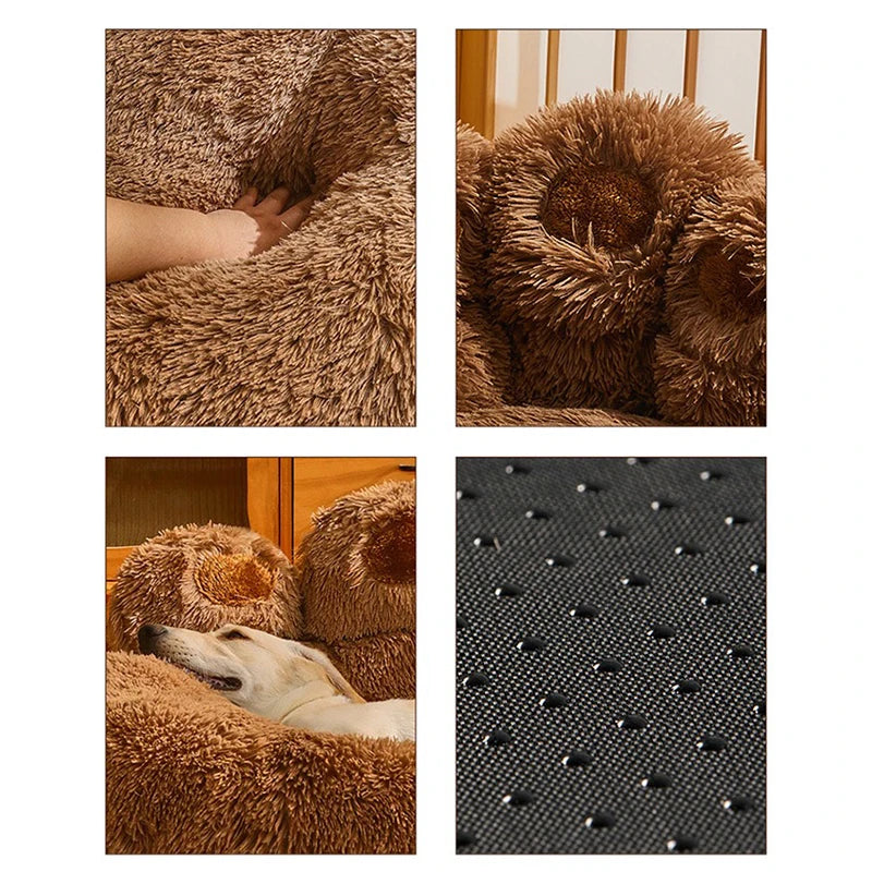Plush Round Dog Bed – Warm Sofa Basket for Small to Large Dogs