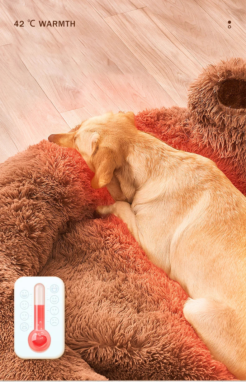 Plush Round Dog Bed – Warm Sofa Basket for Small to Large Dogs