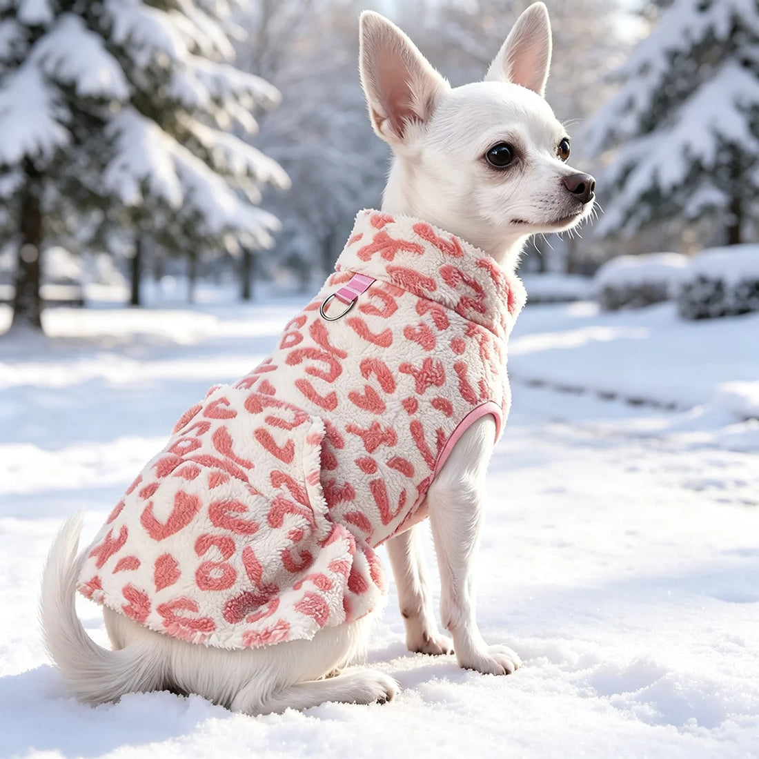 Leopard Fleece Winter Pet Dress
