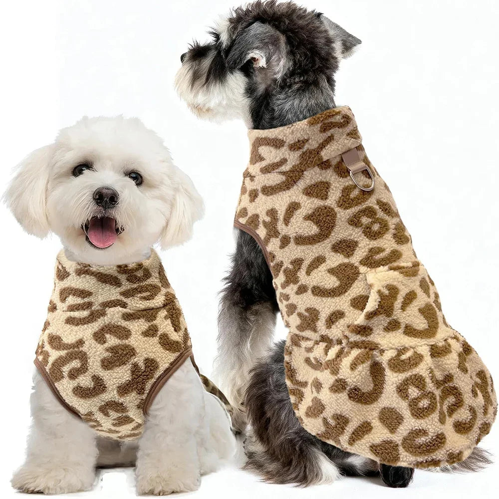 Leopard Fleece Winter Pet Dress