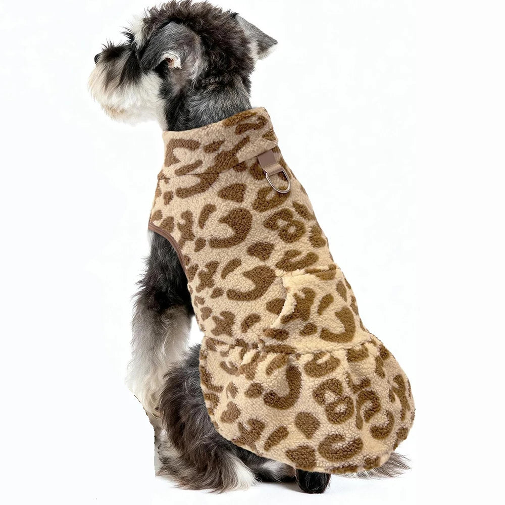 Leopard Fleece Winter Pet Dress