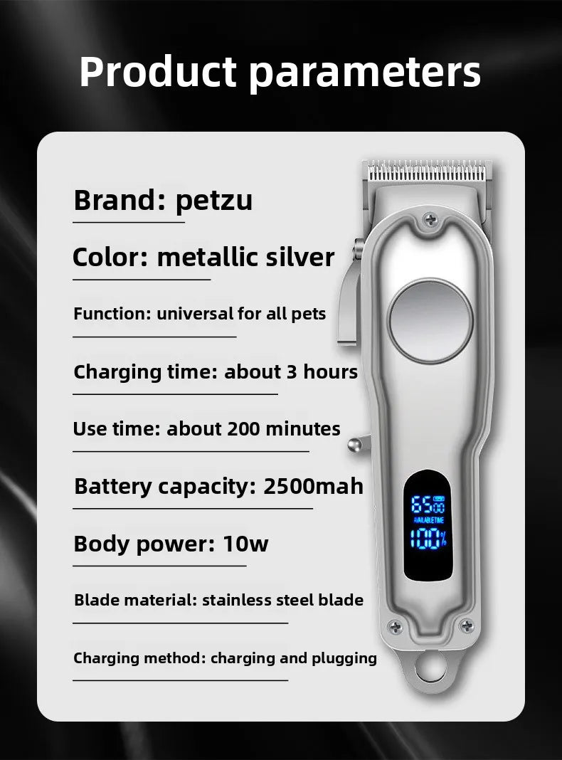 Cordless Dog Clippers – High-Power Grooming Shaver with LCD