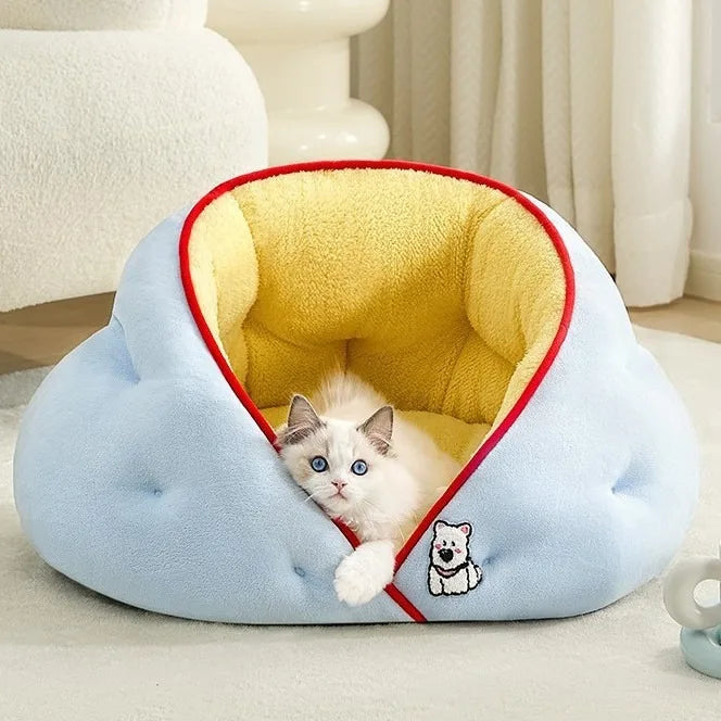 Semi-Enclosed Pet Bed – Cozy All-Season Nest for Dogs & Cats