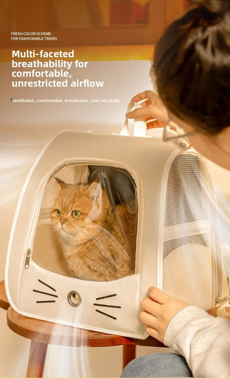 Foldable Cat Carrier Backpack – Transparent Window