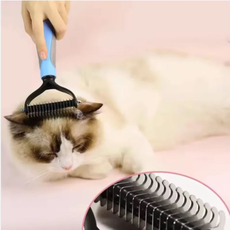 Double-Sided Pet Deshedding Brush – Stainless Steel Grooming Comb