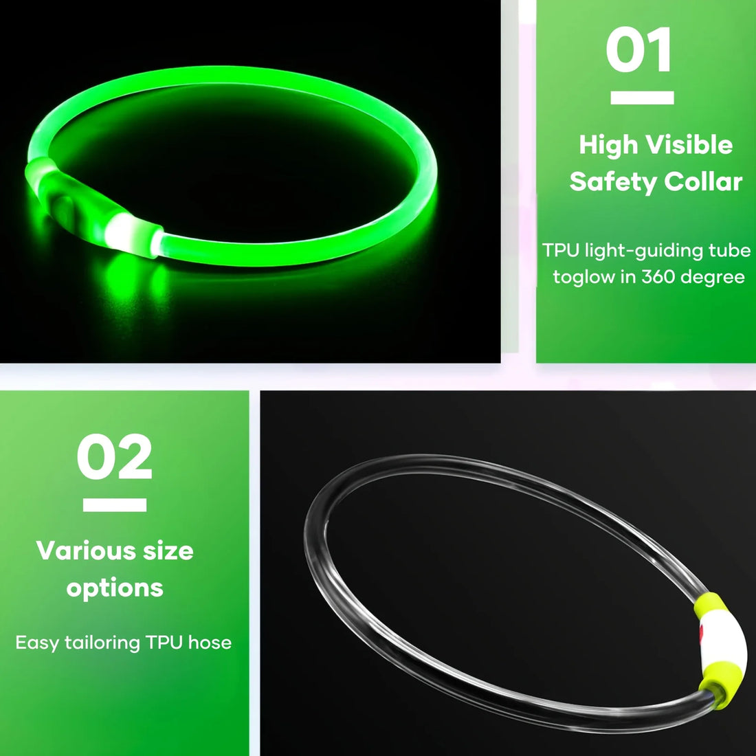 LED Anti-Lost Dog Collar – USB Rechargeable Light
