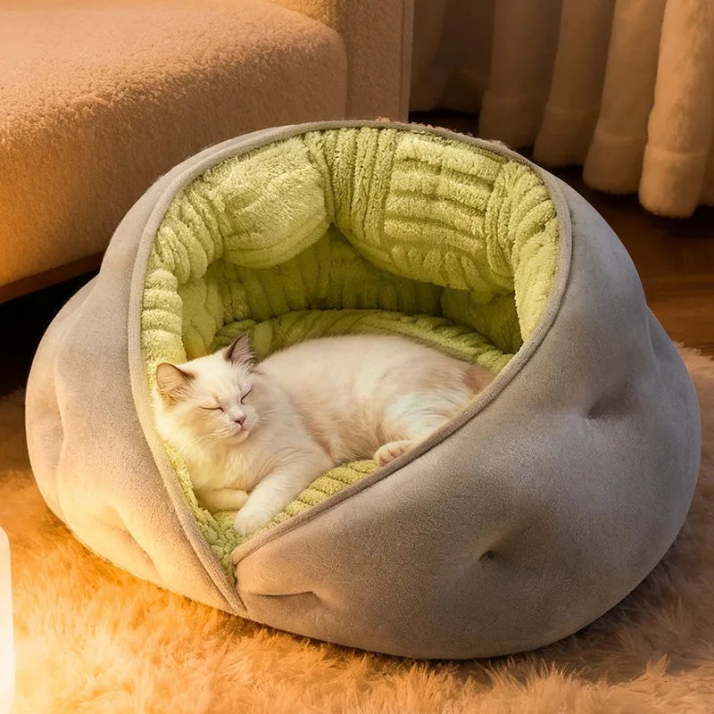 Semi-Enclosed Pet Bed – Cozy All-Season Nest for Dogs & Cats