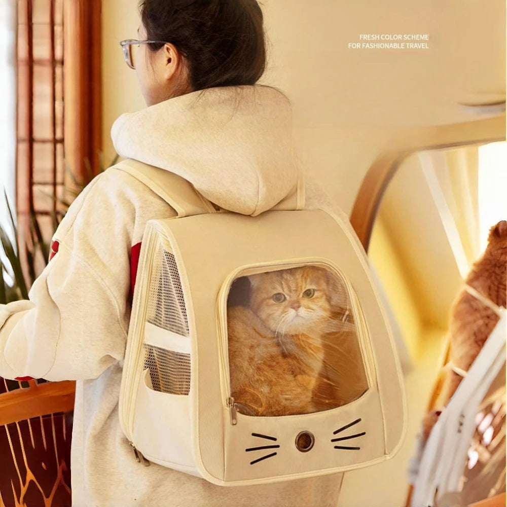 Foldable Cat Carrier Backpack – Transparent Window