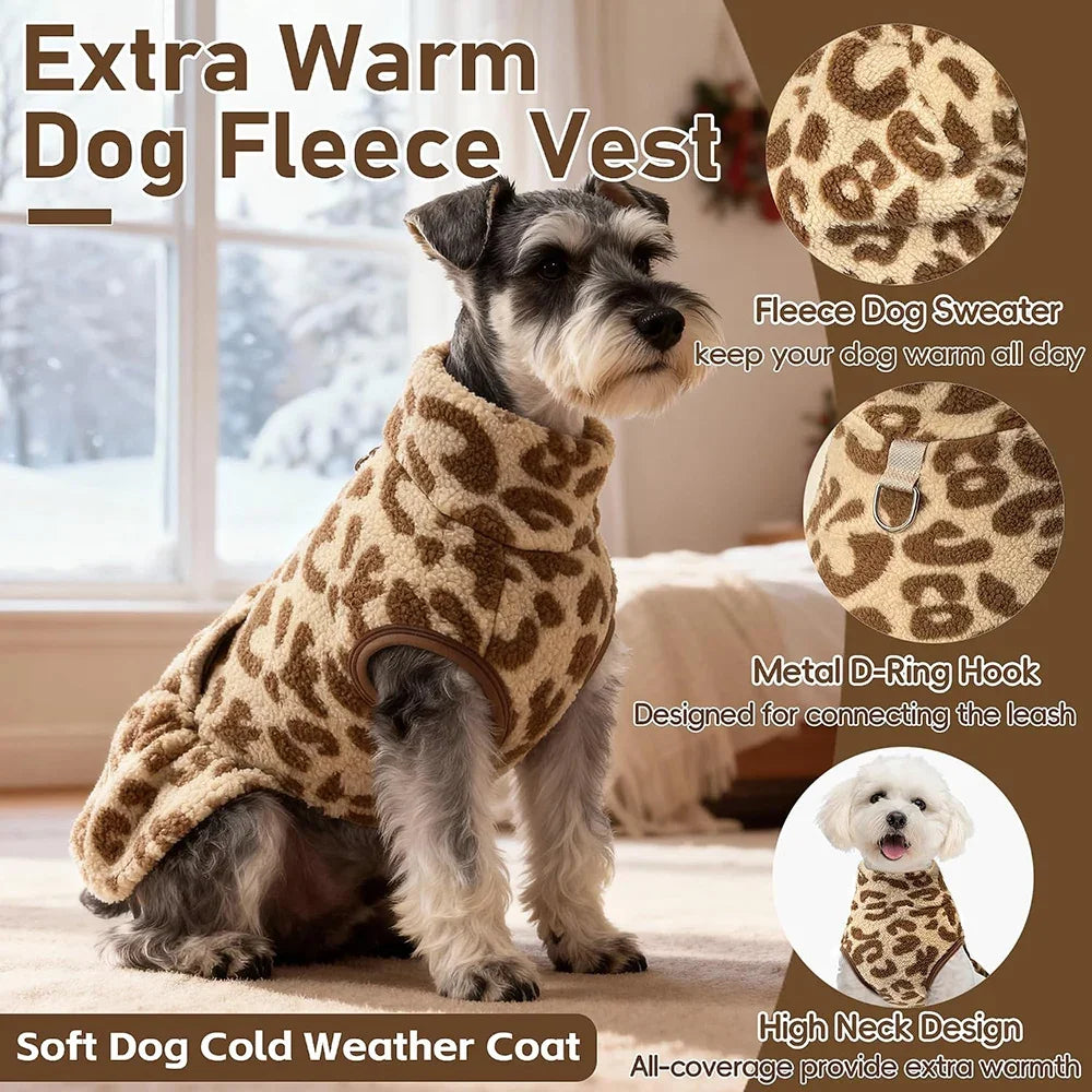 Leopard Fleece Winter Pet Dress
