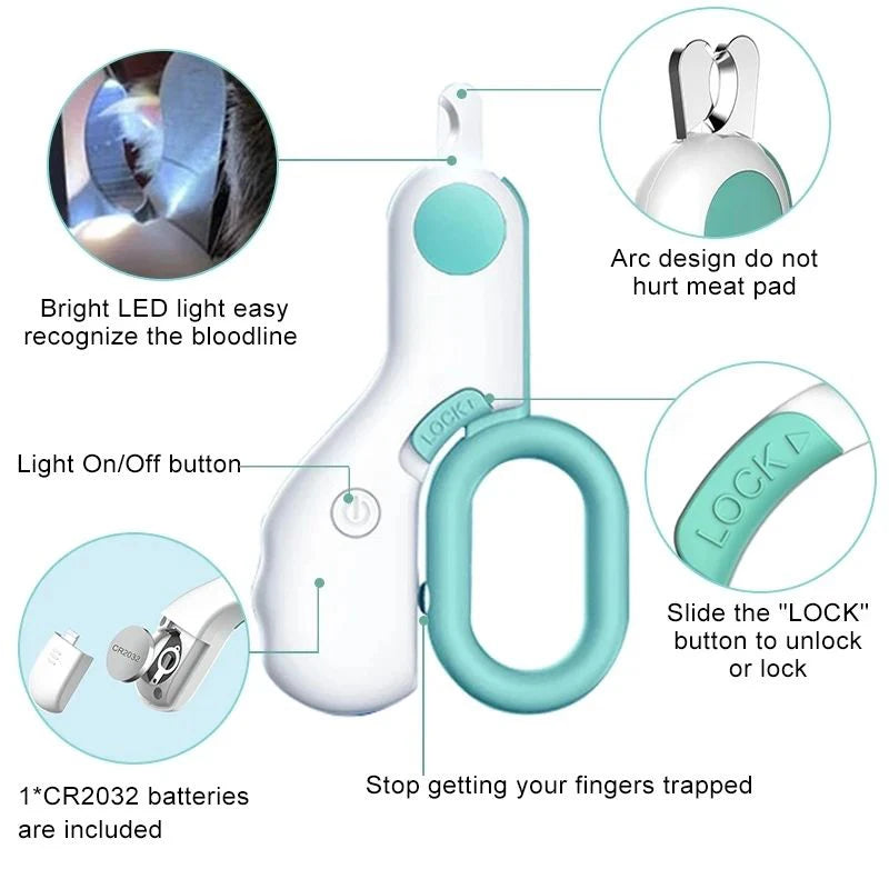 LED Light Pet Nail Clipper – Safety Lock Trimmer