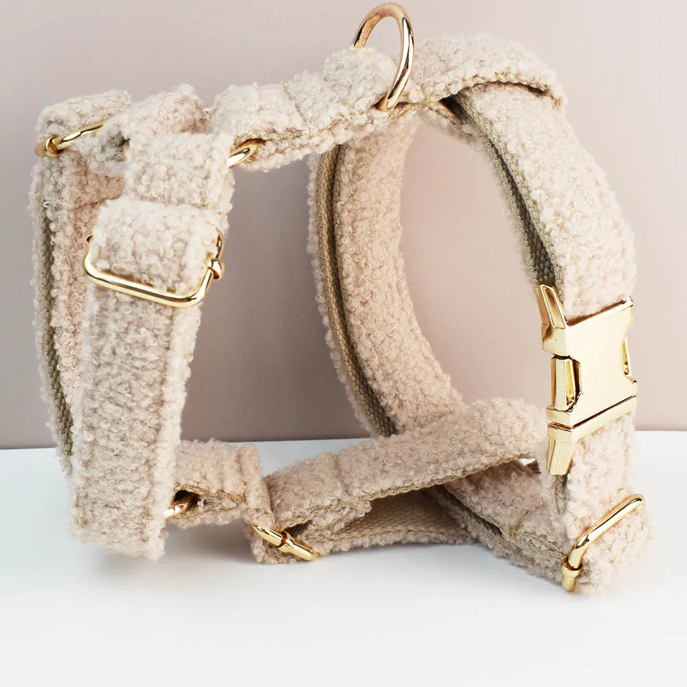 Velvet Dog Collar & Leash Set – Personalized Nameplate
