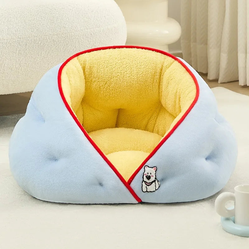 Semi-Enclosed Pet Bed – Cozy All-Season Nest for Dogs & Cats