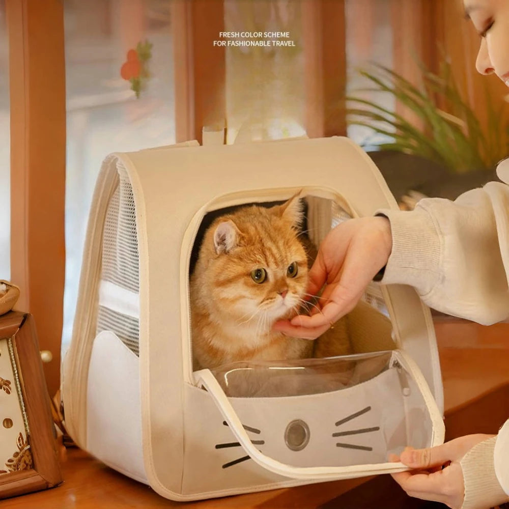 Foldable Cat Carrier Backpack – Transparent Window