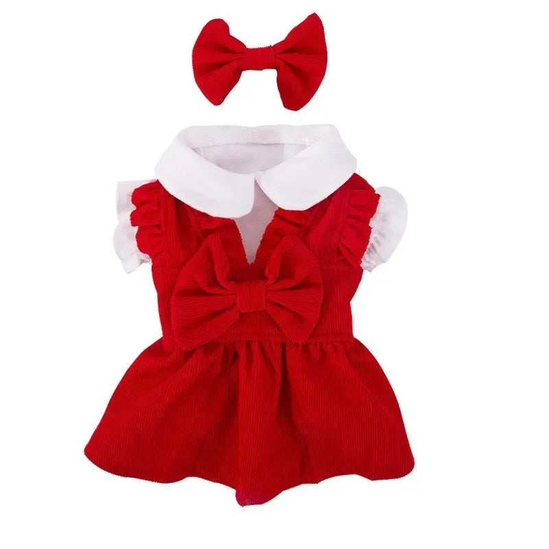 Winter Bow Dress Set for Dogs