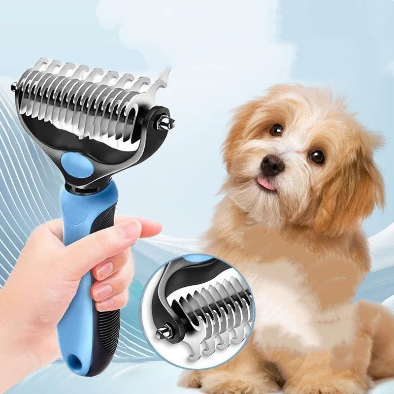 Double-Sided Pet Deshedding Brush – Stainless Steel Grooming Comb