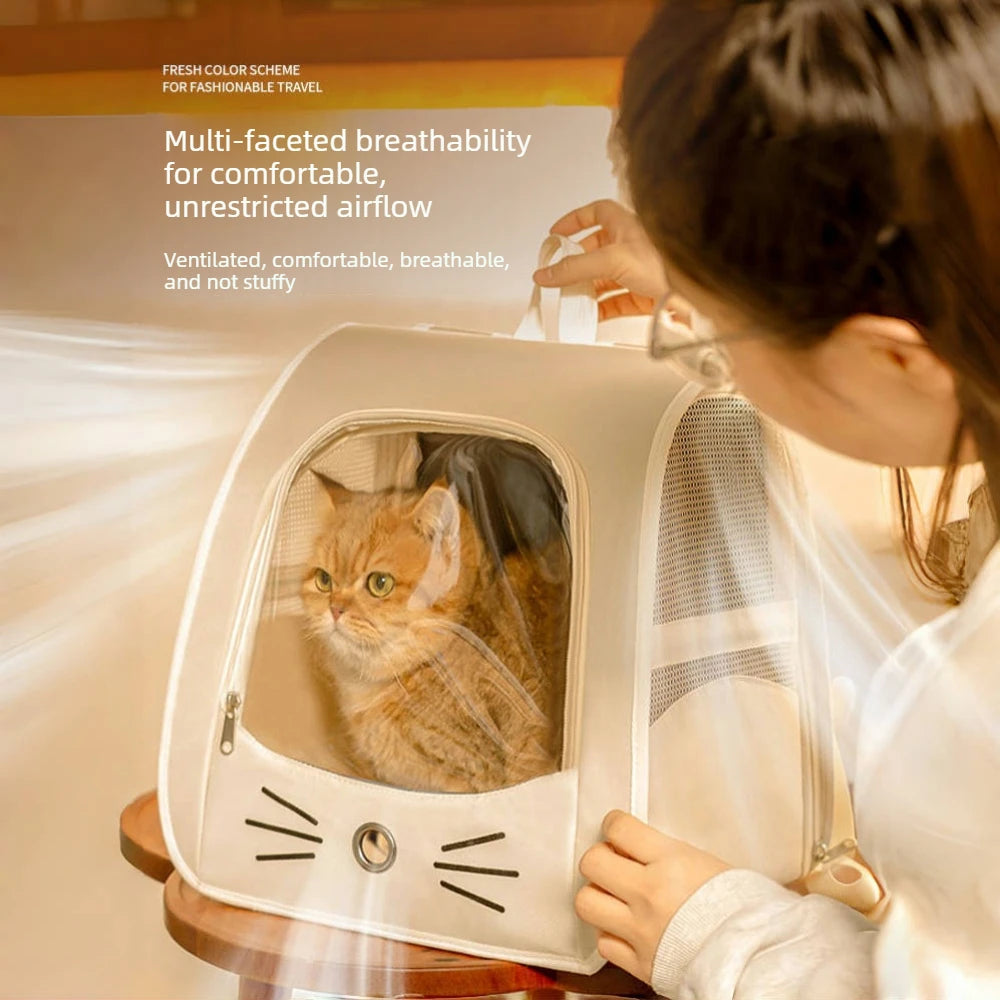Foldable Cat Carrier Backpack – Transparent Window