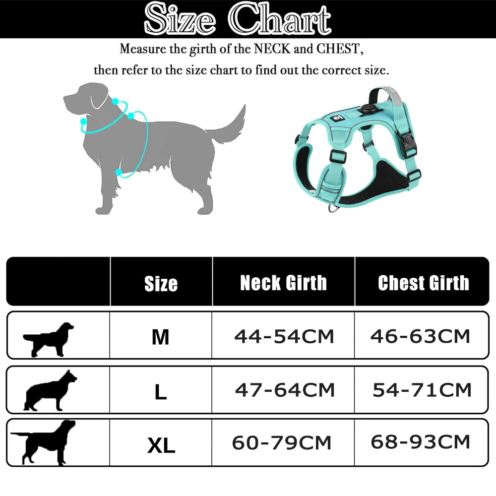 Reflective Dog Harness & Leash Set with Tracker Holder