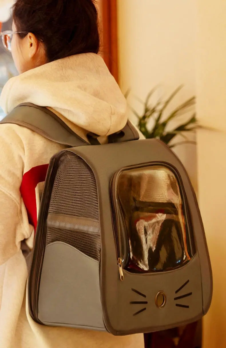 Foldable Cat Carrier Backpack – Transparent Window