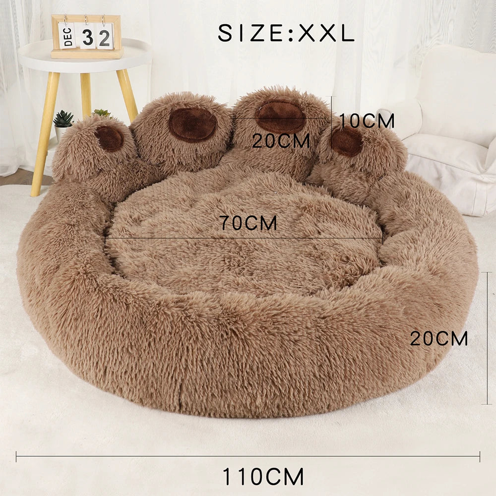 Plush Round Dog Bed – Warm Sofa Basket for Small to Large Dogs
