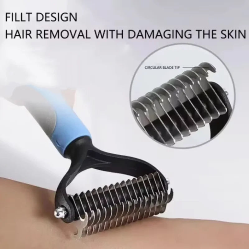 Double-Sided Pet Deshedding Brush – Stainless Steel Grooming Comb