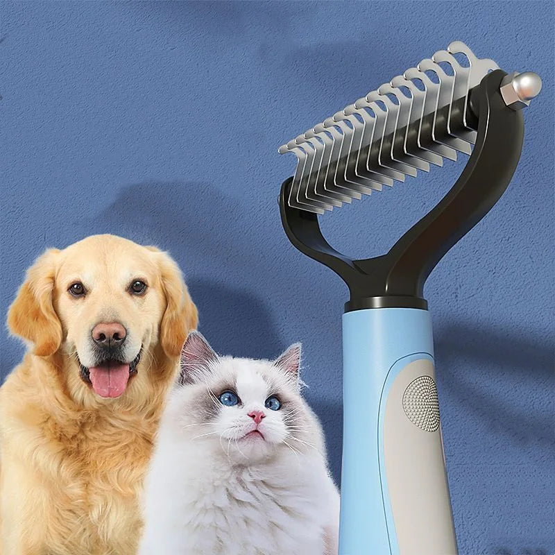 Double-Sided Pet Deshedding Brush – Stainless Steel Grooming Comb