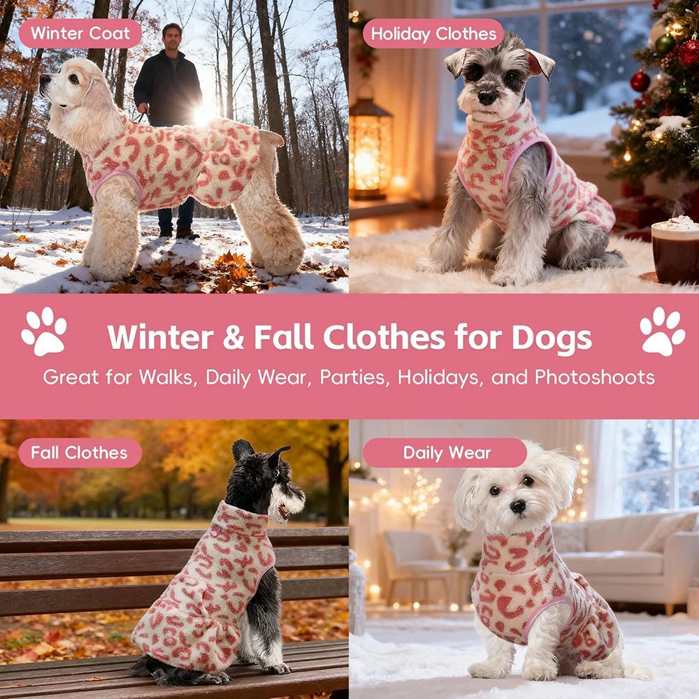 Leopard Fleece Winter Pet Dress
