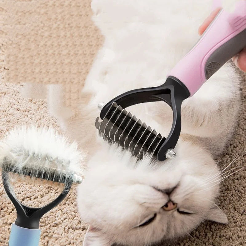 Double-Sided Pet Deshedding Brush – Stainless Steel Grooming Comb