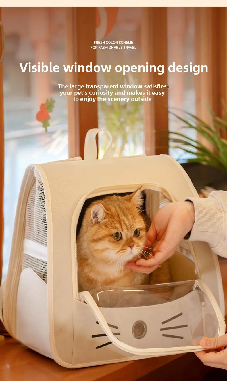 Foldable Cat Carrier Backpack – Transparent Window