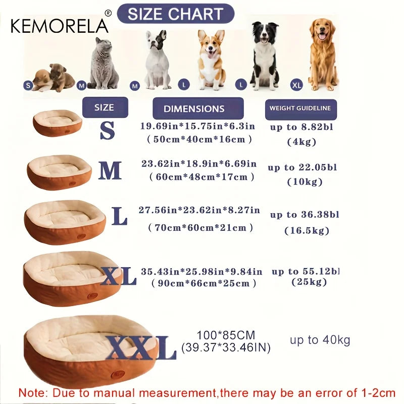 Plush Oval Pet Bed – Washable Cushion for Dogs & Cats