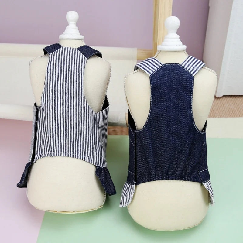 Retro Striped Denim Skirt for Dogs