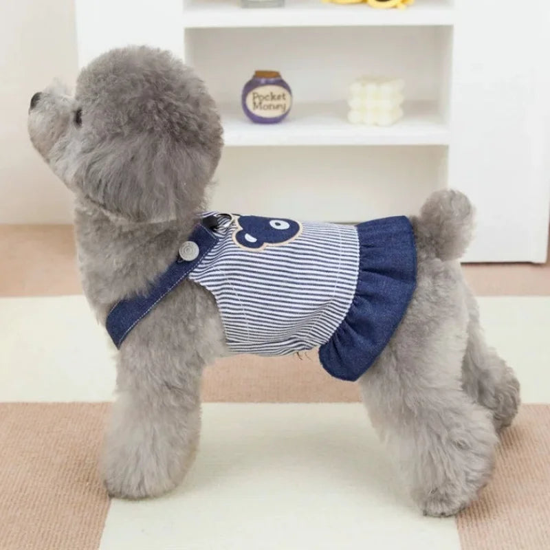 Retro Striped Denim Skirt for Dogs