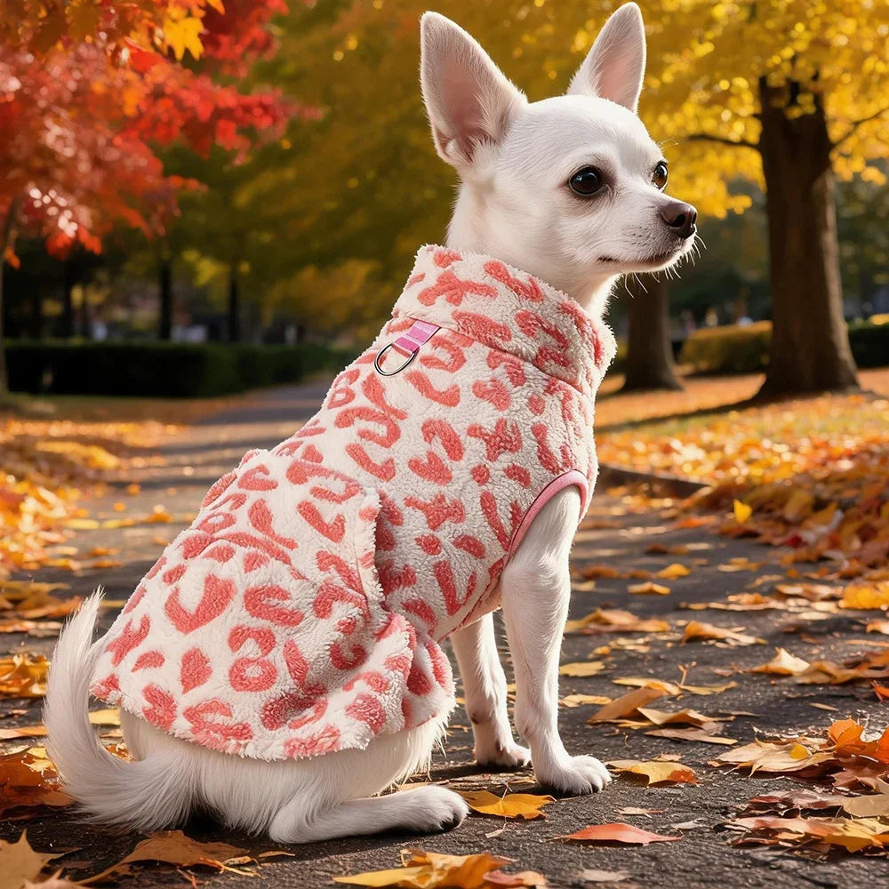 Leopard Fleece Winter Pet Dress