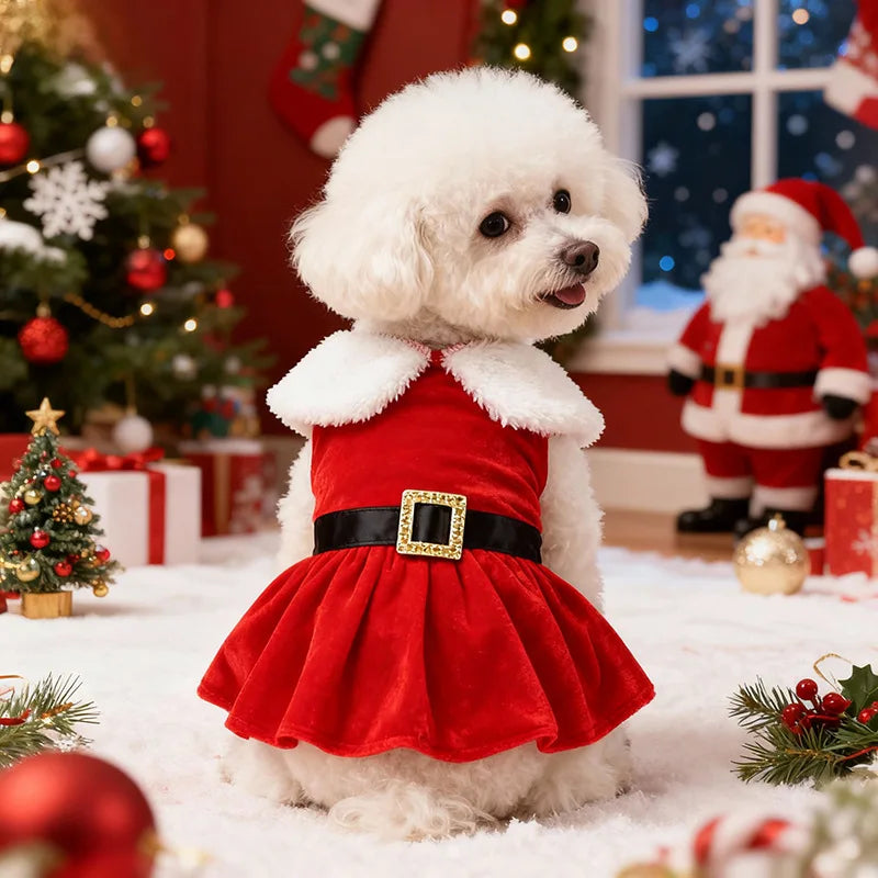 Gold Velvet Christmas Dog Dress