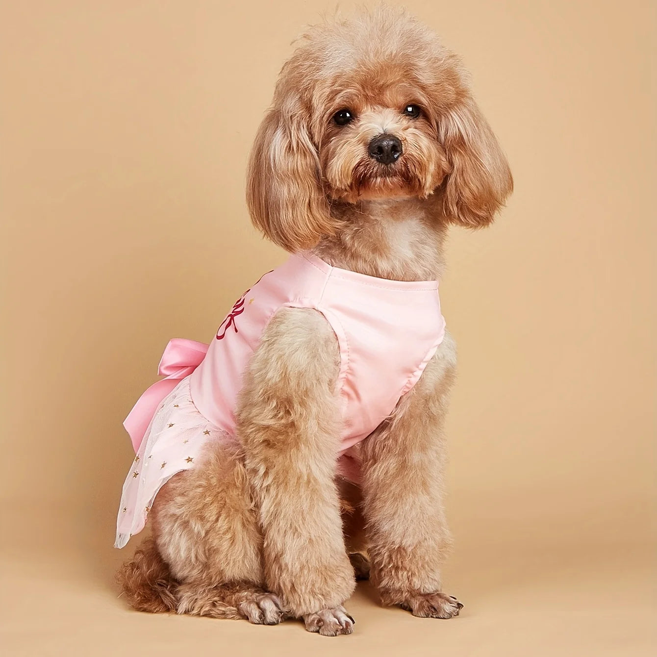 Pink Tulle Bowknot Sequin Dog Dress