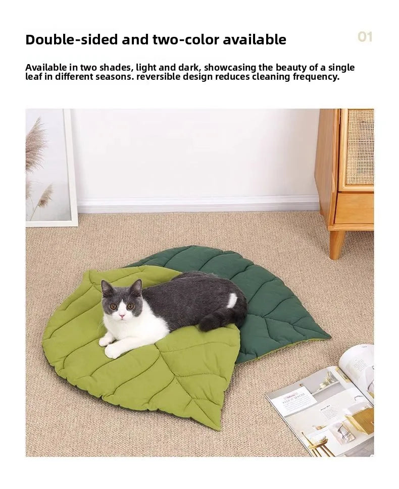 Reversible Leaf Pet Cushion – Non-Slip Travel Bed Mat