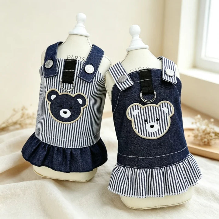 Retro Striped Denim Skirt for Dogs