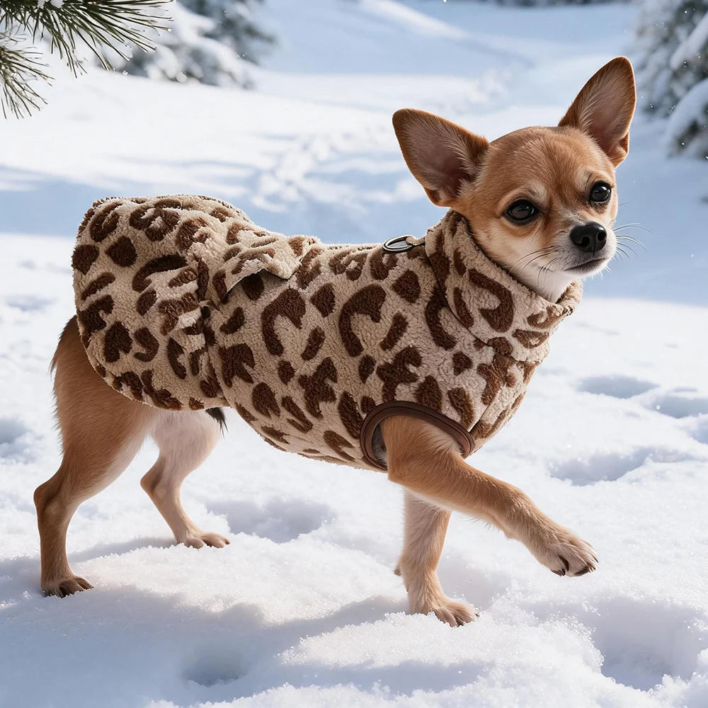 Leopard Fleece Winter Pet Dress
