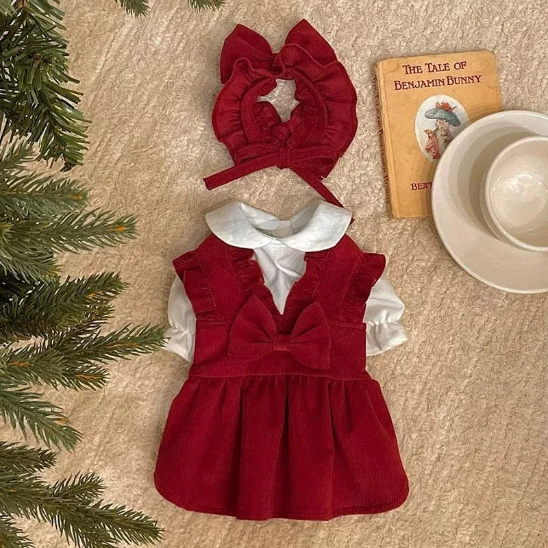 Winter Bow Dress Set for Dogs