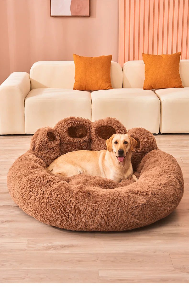 Fluffy Winter Dog Bed – Plush Basket for Small to Large Pets