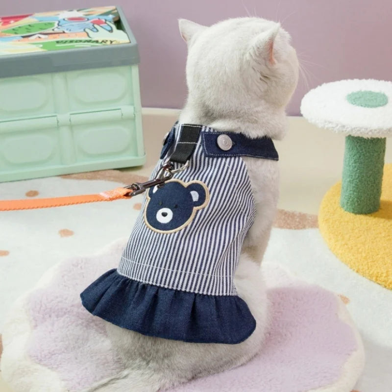 Retro Striped Denim Skirt for Dogs