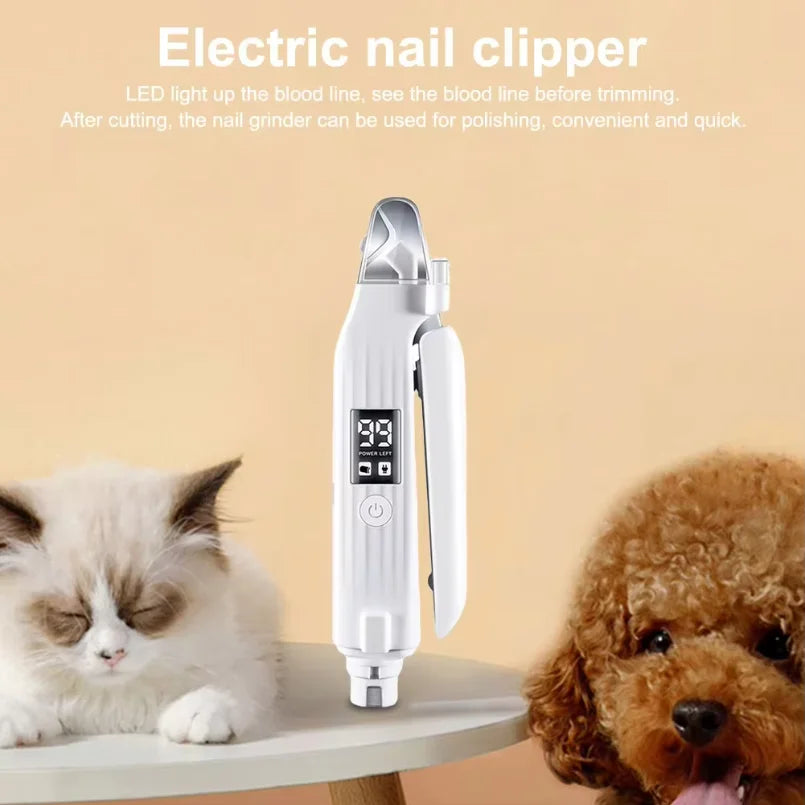 2-in-1 Electric Pet Nail Trimmer & Grinder with LED