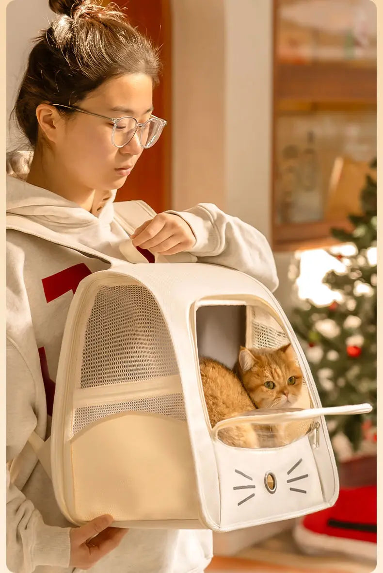 Foldable Cat Carrier Backpack – Transparent Window