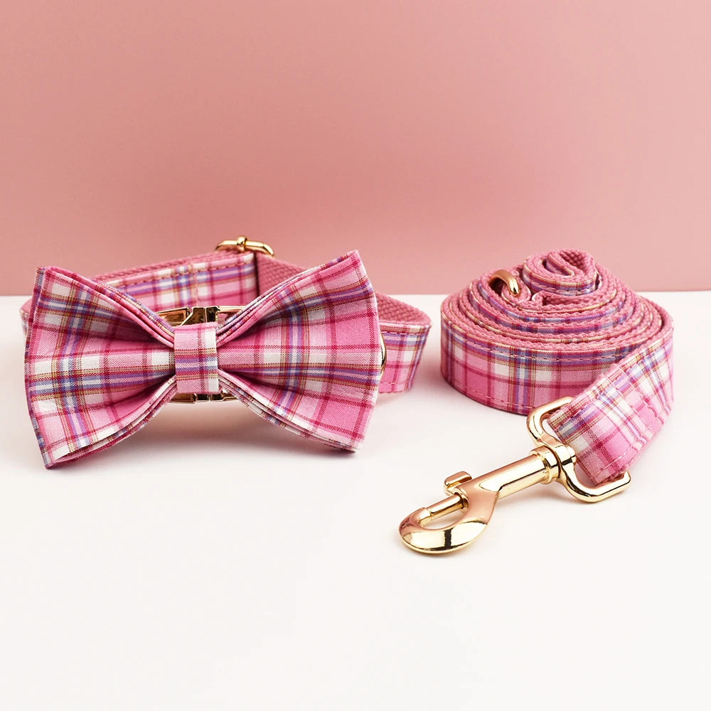 Plaid Dog Collar, Harness & Leash Set – Personalized