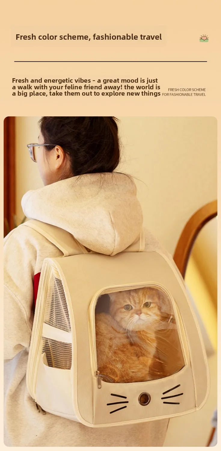 Foldable Cat Carrier Backpack – Transparent Window