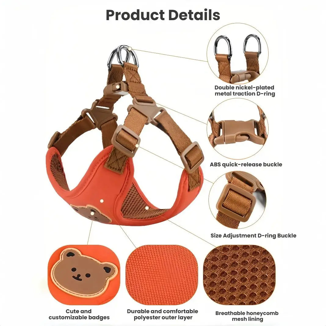 Breathable Dog Harness & Leash Set – Small Breeds