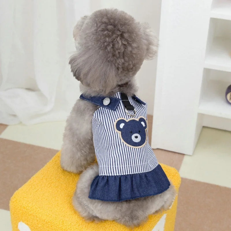 Retro Striped Denim Skirt for Dogs