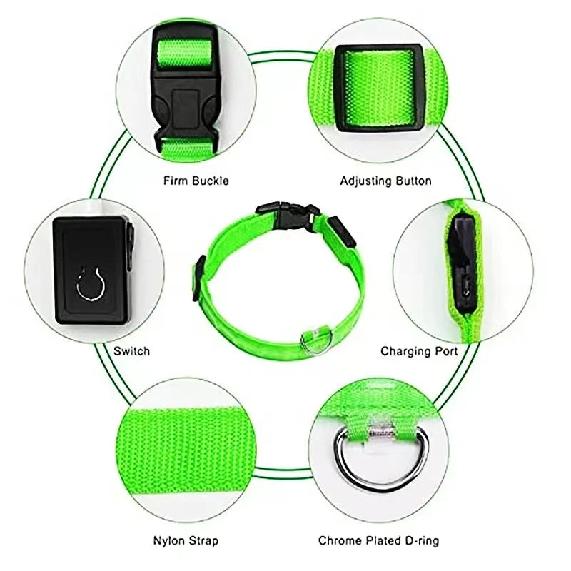 Rechargeable LED Dog Collar – 3-Mode Night Safety Light